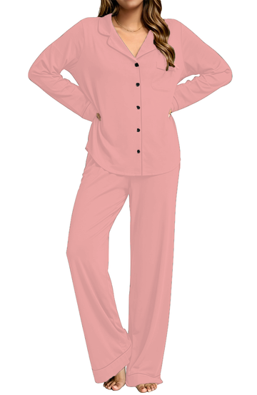 UVN Womens Winter Pajama Long Sleeve Casual Ladies Button Down Lounge Set for Women Soft Sleepwear Set with Pockets