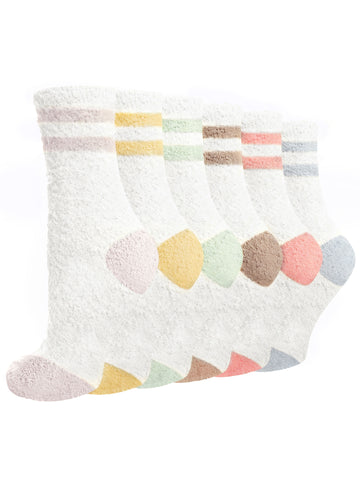 UVN Fuzzy Sock for Women 6 Pairs Warm Soft Plush Sleep Socks Womens Gifts, Size 5-9