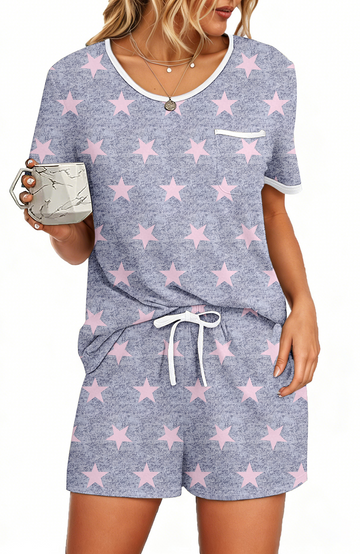 UVN Pajamas Sets for Women 2 Piece Lounge Set Short Sleeve Tops and Shorts Soft Pj Set Sleepwear Loungewear
