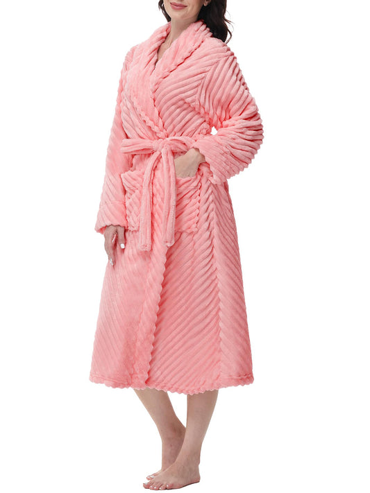UVN Fleece Robes for Women Winter Plush Long Bathrobes Soft Cozy Fluffy Premium Sleepwear Housecoats