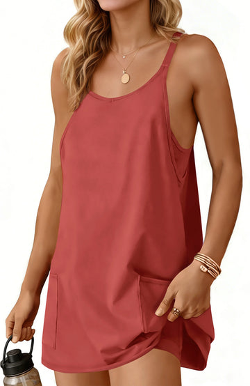 UVN Summer Dresses for Women Sleeveless Casual Shorts Jumpsuits Spaghetti Straps Romper Sundress with Pockets