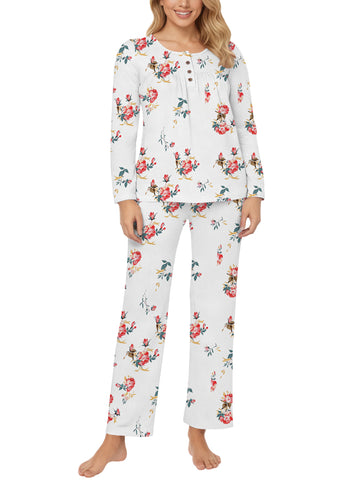 UVN Womens Pajama Sets Long Sleeve Crewneck Tops and Long Pajama Pants 2 Piece Lounge Set Sleepwear Fall Oufits Loungewear