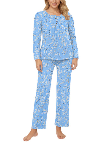 UVN Womens Pajama Sets Long Sleeve Crewneck Tops and Long Pajama Pants 2 Piece Lounge Set Sleepwear Fall Oufits Loungewear