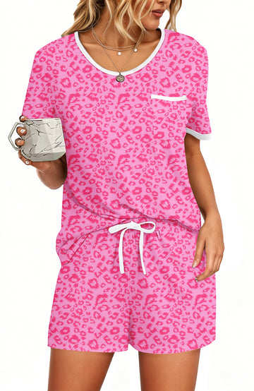 UVN Pajamas Sets for Women 2 Piece Lounge Set Short Sleeve Tops and Shorts Soft Pj Set Sleepwear Loungewear