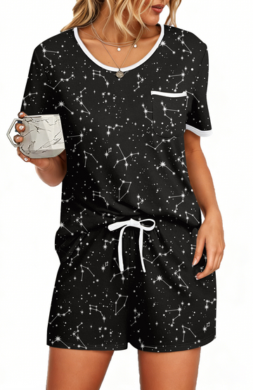 UVN Pajamas Sets for Women 2 Piece Lounge Set Short Sleeve Tops and Shorts Soft Pj Set Sleepwear Loungewear