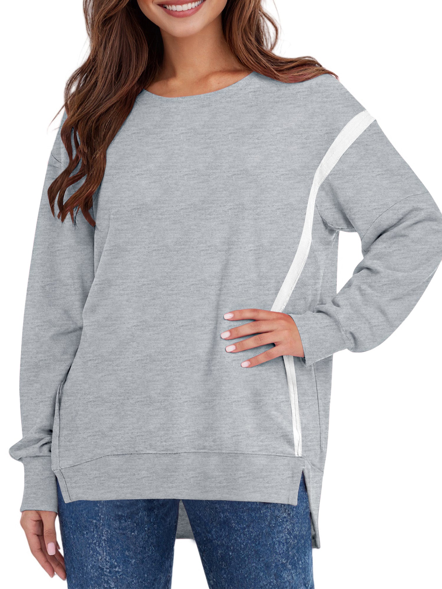 UVN Sweatshirts for Women Long Sleeve Pullover Fall Crewneck Oversized Tops