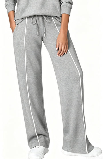 UVN Sweatpants for Women Casual Wide Leg Baggy Pants Straight Long Trousers High Waist Drawstring Workout Pants with Pockets