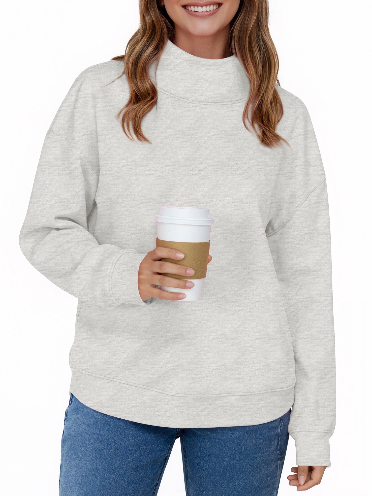 UVN Oversized Sweatshirts for Women Winter Long Sleeve Turtleneck Hoodies Ladies Pullover Fall Tops