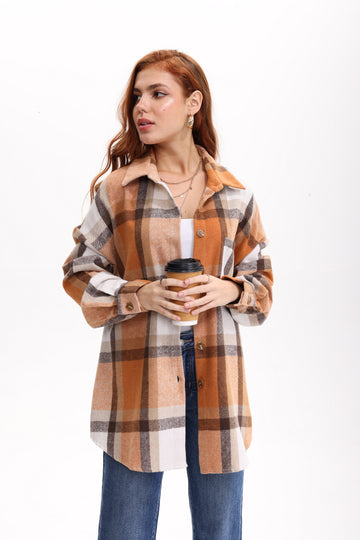 UVN Plaid Shirts for Women Flannel Shirt Long Sleeve Ladies Tops Button Down Shirts Casual Shacket