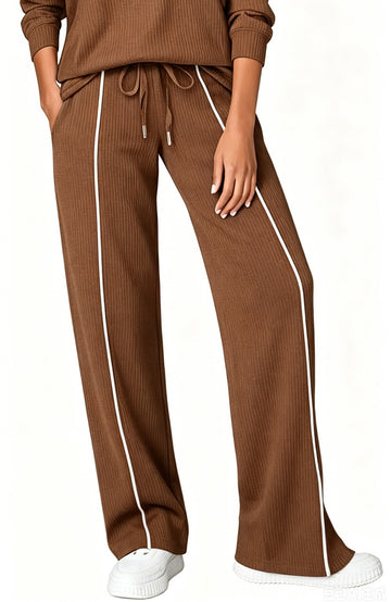 UVN Sweatpants for Women Casual Wide Leg Baggy Pants Straight Long Trousers High Waist Drawstring Workout Pants with Pockets
