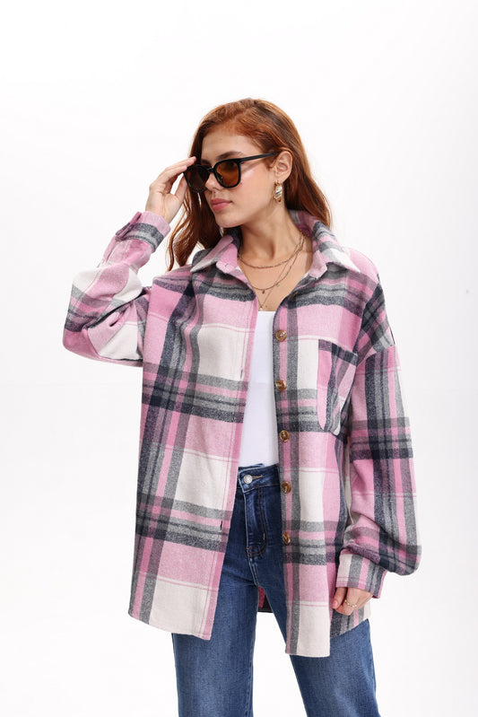 UVN Plaid Shirts for Women Flannel Shirt Long Sleeve Ladies Tops Button Down Shirts Casual Shacket