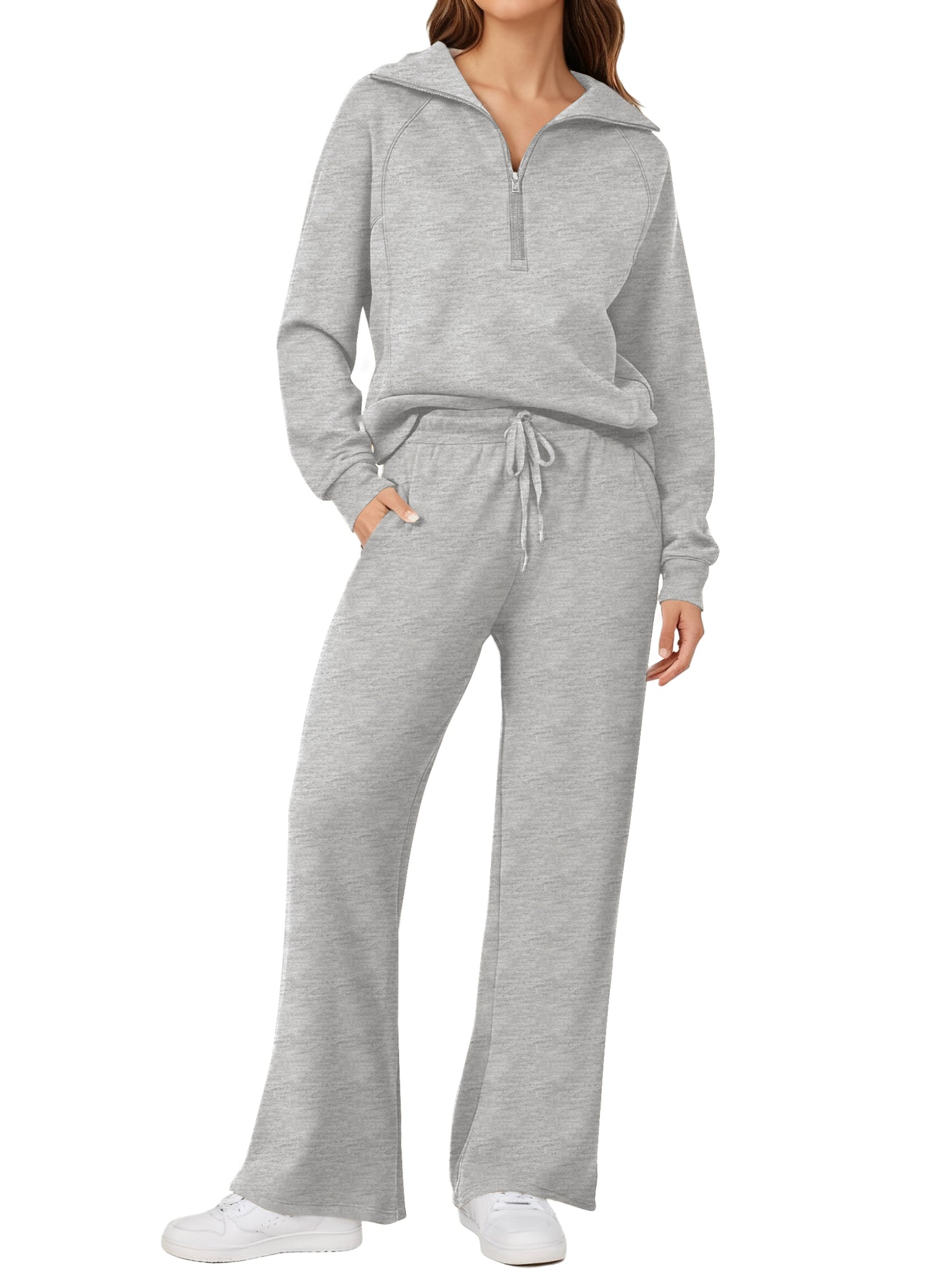UVN Outfit Sets for Women 2 Piece Sets Winter Casual Tracksuit Long Sleeve Lounge Set Outfits with Pockets