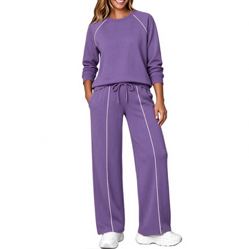 UVN Outfits Sets for Women Two Piece Sweatshirts Lounge Sets Long Sleeve Tops and Wide Leg Pants Fall Casual Tracksuit Matching Sets with Pockets