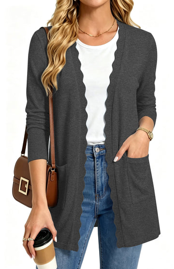 UVN Cardigan Sweater for Women Fall Long Sleeve Open Front Tops Ladies Casual Lightweight Soft Knit Coats with Pockets