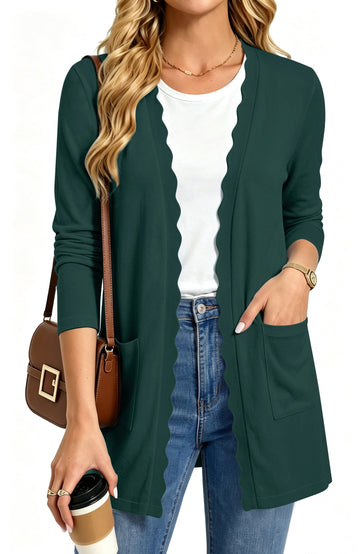 UVN Cardigan Sweater for Women Fall Long Sleeve Open Front Tops Ladies Casual Lightweight Soft Knit Coats with Pockets