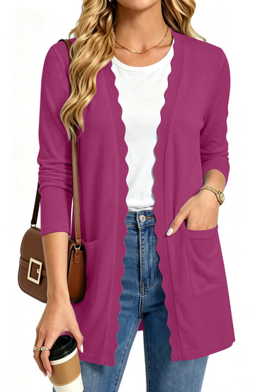 UVN Cardigan Sweater for Women Fall Long Sleeve Open Front Tops Ladies Casual Lightweight Soft Knit Coats with Pockets