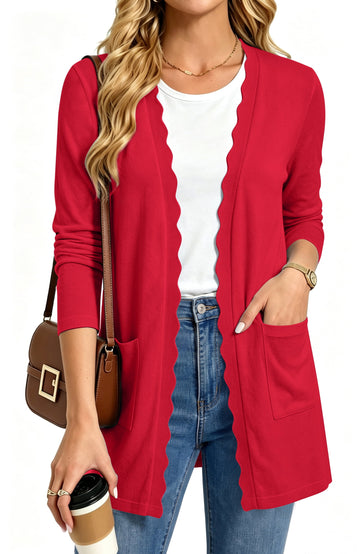 UVN Cardigan Sweater for Women Fall Long Sleeve Open Front Tops Ladies Casual Lightweight Soft Knit Coats with Pockets