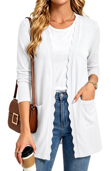 UVN Cardigan Sweater for Women Fall Long Sleeve Open Front Tops Ladies Casual Lightweight Soft Knit Coats with Pockets