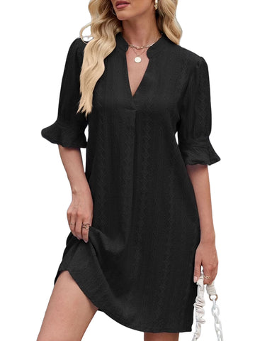 UVN Summer Dresses for Women Ruffle Short Sleeve Dress Casual V Neck T Shirt Dress