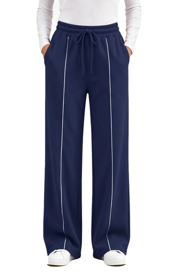 UVN Sweatpants for Women Casual Wide Leg Baggy Pants Straight Long Trousers High Waist Drawstring Workout Pants with Pockets