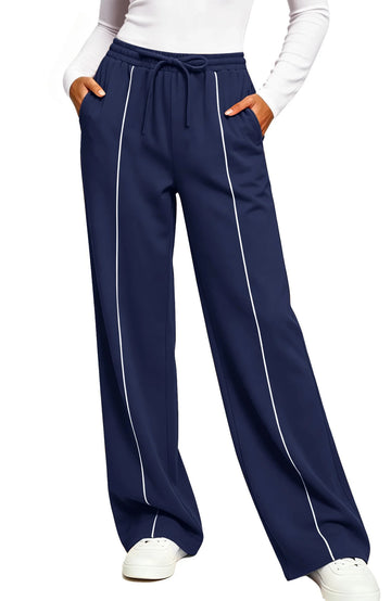 UVN Sweatpants for Women Casual Wide Leg Baggy Pants Straight Long Trousers High Waist Drawstring Workout Pants with Pockets
