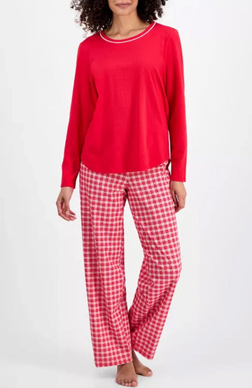 UVN Women Pajamas Sets Long Sleeve 2 Piece Lounge Set Casual Crewneck Sleepwear Tops and Long Printed Pants Soft Pjs Outfits with Pockets