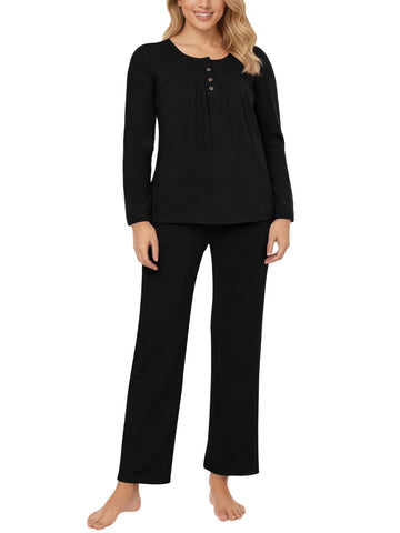 UVN Womens Pajama Sets Long Sleeve Crewneck Tops and Long Pajama Pants 2 Piece Lounge Set Sleepwear Fall Oufits Loungewear