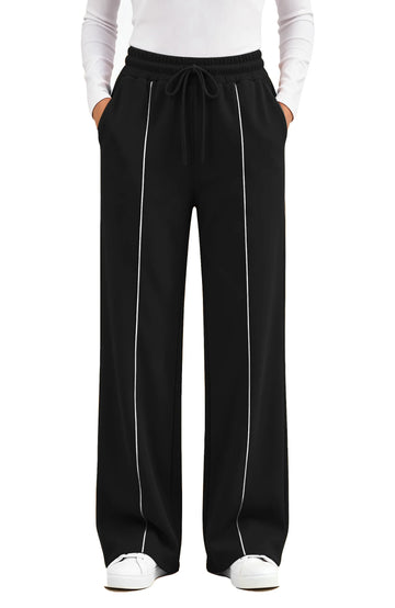 UVN Sweatpants for Women Casual Wide Leg Baggy Pants Straight Long Trousers High Waist Drawstring Workout Pants with Pockets