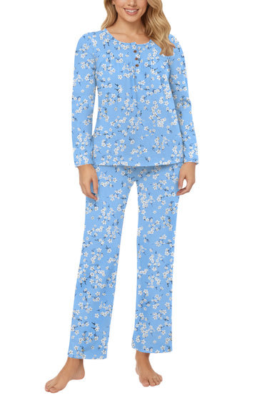 UVN Womens Pajama Sets Long Sleeve Crewneck Tops and Long Pajama Pants 2 Piece Lounge Set Sleepwear Fall Oufits Loungewear