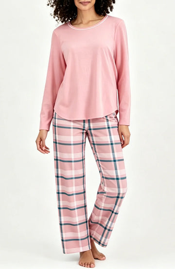 UVN Women Pajamas Sets Long Sleeve 2 Piece Lounge Set Casual Crewneck Sleepwear Tops and Long Printed Pants Soft Pjs Outfits with Pockets