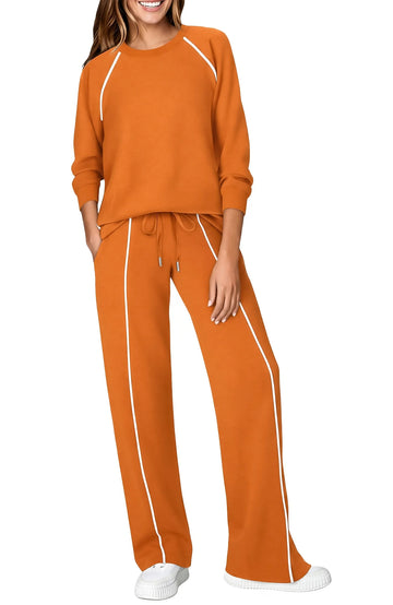 UVN Outfits Sets for Women Two Piece Sweatshirts Lounge Sets Long Sleeve Tops and Wide Leg Pants Fall Casual Tracksuit Matching Sets with Pockets