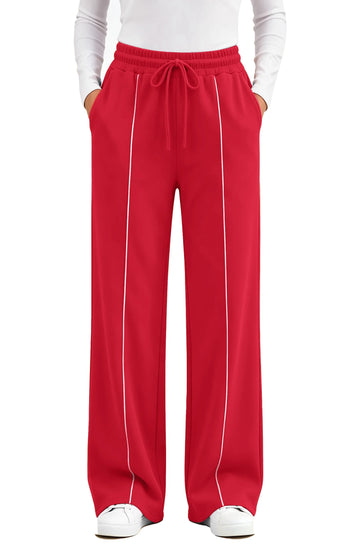 UVN Sweatpants for Women Casual Wide Leg Baggy Pants Straight Long Trousers High Waist Drawstring Workout Pants with Pockets