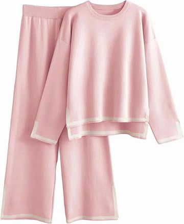 UVN Lounge Sets for Women Casual 2 Piece Outfits Fall Long Sleeve Tops and Wide Leg Pants Loungewear Pajamas Sets with Pockets