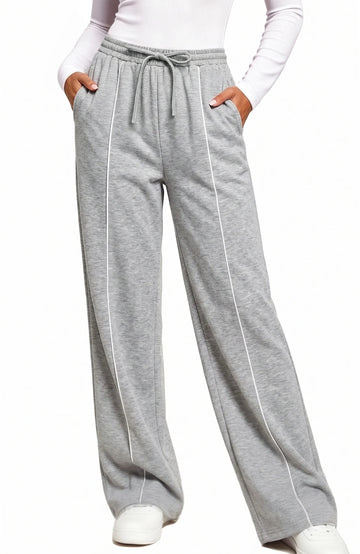 UVN Sweatpants for Women Casual Wide Leg Baggy Pants Straight Long Trousers High Waist Drawstring Workout Pants with Pockets