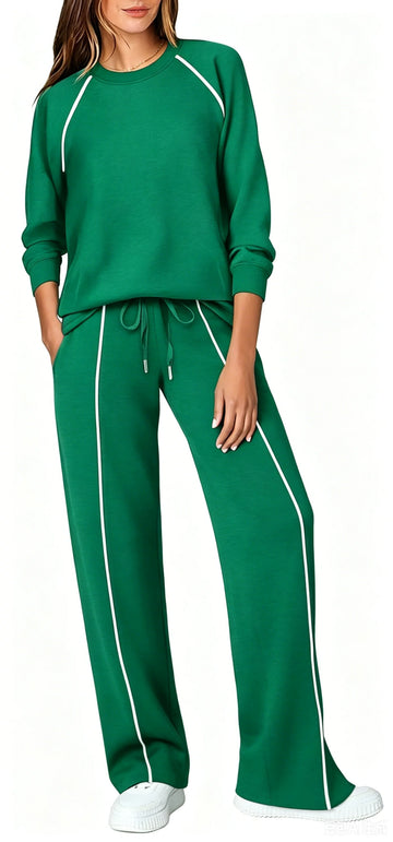UVN Outfits Sets for Women Two Piece Sweatshirts Lounge Sets Long Sleeve Tops and Wide Leg Pants Fall Casual Tracksuit Matching Sets with Pockets