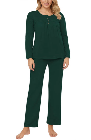 UVN Womens Pajama Sets Long Sleeve Crewneck Tops and Long Pajama Pants 2 Piece Lounge Set Sleepwear Fall Oufits Loungewear