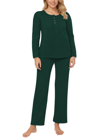 UVN Womens Pajama Sets Long Sleeve Crewneck Tops and Long Pajama Pants 2 Piece Lounge Set Sleepwear Fall Oufits Loungewear