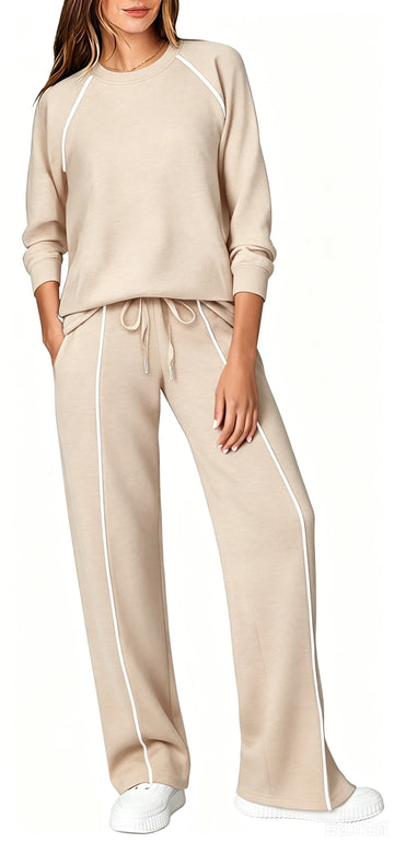 UVN Outfits Sets for Women Two Piece Sweatshirts Lounge Sets Long Sleeve Tops and Wide Leg Pants Fall Casual Tracksuit Matching Sets with Pockets