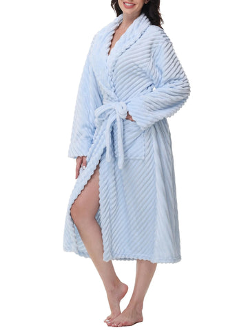 UVN Fleece Robes for Women Winter Plush Long Bathrobes Soft Cozy Fluffy Premium Sleepwear Housecoats