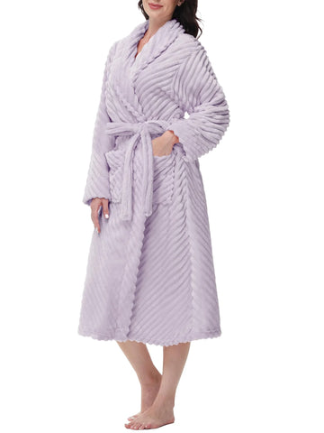 UVN Fleece Robes for Women Winter Plush Long Bathrobes Soft Cozy Fluffy Premium Sleepwear Housecoats