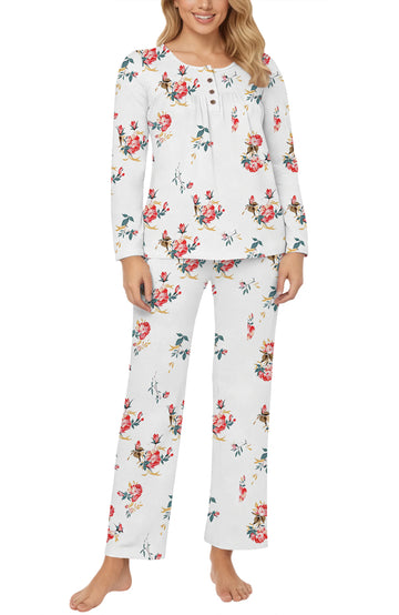 UVN Womens Pajama Sets Long Sleeve Crewneck Tops and Long Pajama Pants 2 Piece Lounge Set Sleepwear Fall Oufits Loungewear